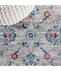 MODERN PERSIAN Area Rug Modern Vintage Medallion Light Grey/Red 6' Square Area Rug