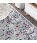 MODERN PERSIAN Area Rug Modern Vintage Medallion Light Grey/Red 6' Square Area Rug