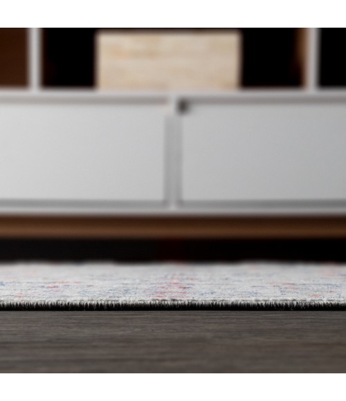 MODERN PERSIAN Area Rug Modern Vintage Medallion Light Grey/Red 6' Square Area Rug
