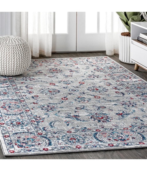 MODERN PERSIAN Area Rug Modern Vintage Light Grey/Red 8 ft. x 10 ft. Area Rug