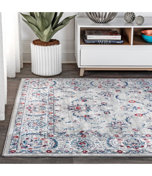 MODERN PERSIAN Area Rug Modern Vintage Light Grey/Red 8 ft. x 10 ft. Area Rug