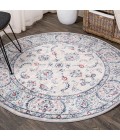 MODERN PERSIAN Area Rug Modern Vintage Medallion Light Grey/Red 5' Round Area Rug