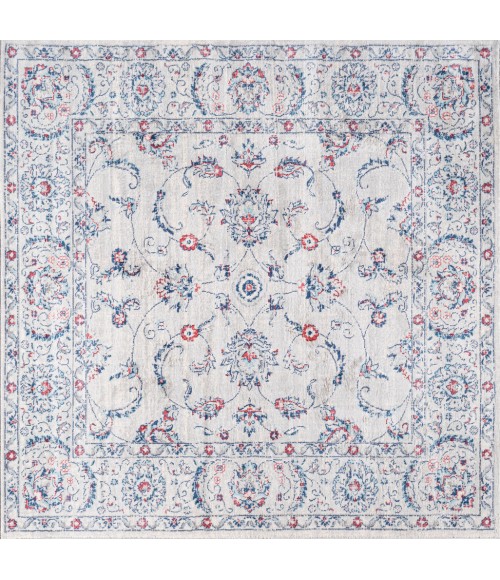 MODERN PERSIAN Area Rug Modern Vintage Medallion Light Grey/Red 6' Square Area Rug