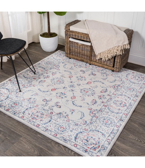 MODERN PERSIAN Area Rug Modern Vintage Medallion Light Grey/Red 6' Square Area Rug