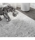 MODERN PERSIAN Area Rug Modern Vintage Medallion Light Grey 6' Square Area Rug
