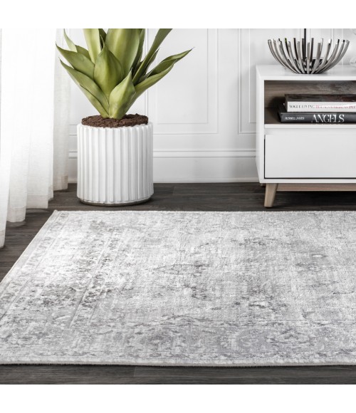 MODERN PERSIAN Area Rug Modern Vintage Light Grey 4 ft. x 6 ft. Area Rug