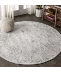 MODERN PERSIAN Area Rug Modern Vintage Medallion Light Grey 5' Round Area Rug