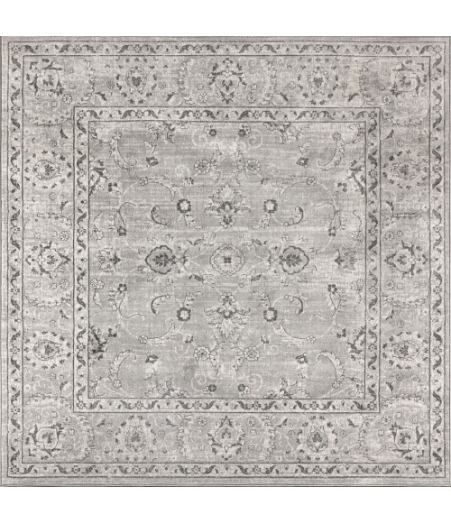 MODERN PERSIAN Area Rug Modern Vintage Medallion Light Grey 6' Square Area Rug