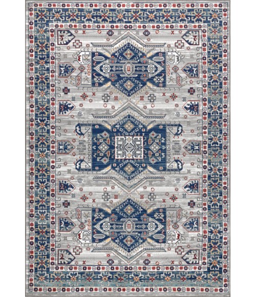 Modern  Vintage Moroccan Traditional Light Grey/Blue 5 ft. x 8 ft. Area Rug