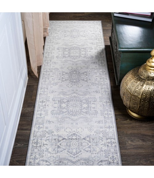 MODERN PERSIAN Area Rug Modern Vintage Medallion Light Gray 2 ft. x 10 ft. Runner Rug