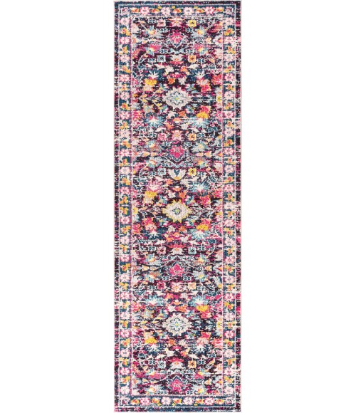Modern  Boho Floral Multi/Purple 2 ft. x 8 ft. Runner Rug