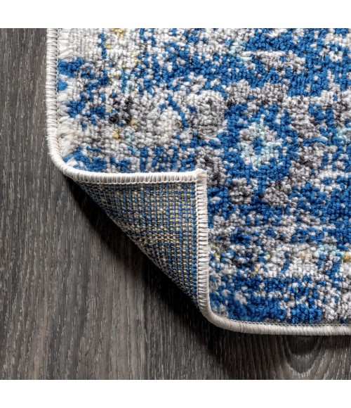 MODERN PERSIAN Area Rug Modern Boho Vintage Medallion Ivory/Blue 5 ft. x 8 ft. Area Rug