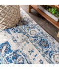 MODERN PERSIAN Area Rug Modern Boho Vintage Medallion Ivory/Blue 5 ft. x 8 ft. Area Rug