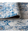 MODERN PERSIAN Area Rug Modern Boho Vintage Medallion Ivory/Blue 5 ft. x 8 ft. Area Rug