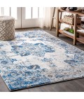 MODERN PERSIAN Area Rug Modern Boho Vintage Medallion Ivory/Blue 5 ft. x 8 ft. Area Rug