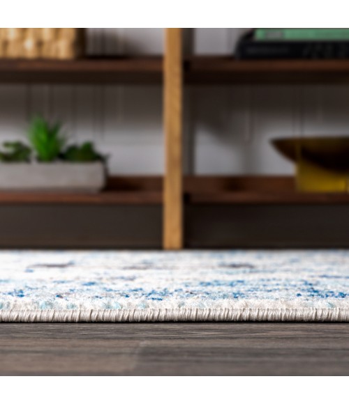 MODERN PERSIAN Area Rug Modern Boho Vintage Medallion Cream/Blue 4 ft. x 6 ft. Area Rug