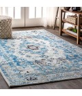 MODERN PERSIAN Area Rug Modern Boho Vintage Medallion Cream/Blue 4 ft. x 6 ft. Area Rug