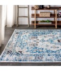 MODERN PERSIAN Area Rug Modern Boho Vintage Medallion Cream/Blue 4 ft. x 6 ft. Area Rug