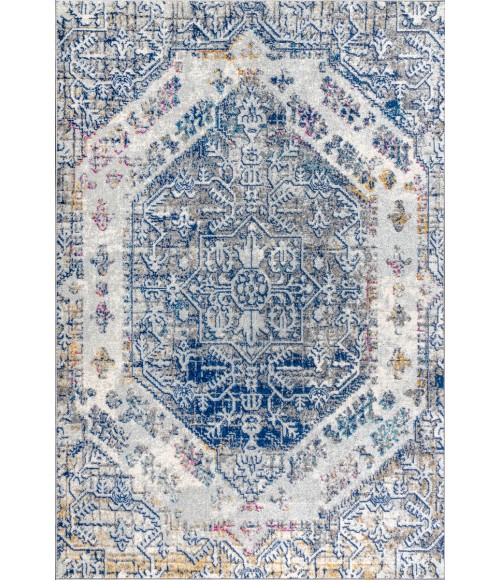 MODERN PERSIAN Area Rug Modern Boho Vintage Cream/Blue 3 ft. x 5 ft. Area Rug