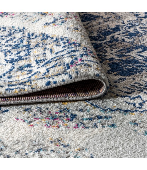 MODERN PERSIAN Area Rug Modern Boho Vintage Cream/Blue 3 ft. x 5 ft. Area Rug