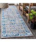 MODERN PERSIAN Area Rug Modern Boho Floral Gray/Navy 2 ft. x 8 ft. Runner Rug
