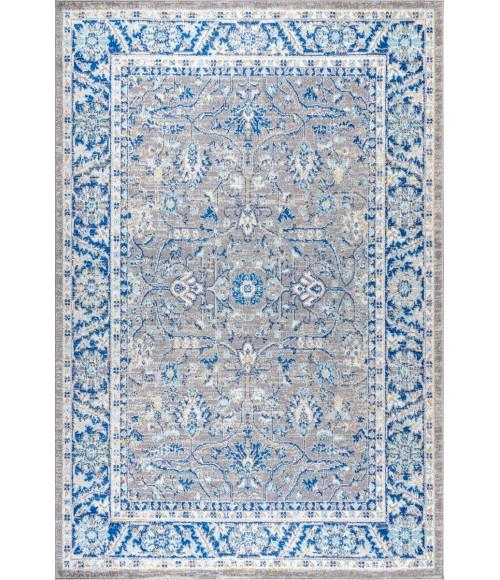 MODERN PERSIAN Area Rug Modern Boho Floral Gray/Navy 4 ft. x 6 ft. Area Rug