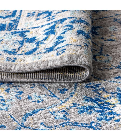 MODERN PERSIAN Area Rug Modern Boho Floral Gray/Navy 4 ft. x 6 ft. Area Rug