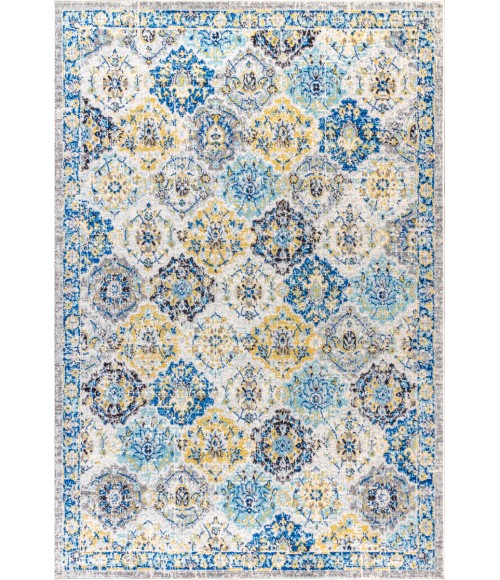 MODERN PERSIAN Area Rug Modern Boho Vintage Trellis Blue/Multi 4 ft. x 6 ft. Area Rug