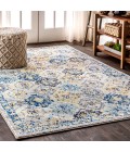 MODERN PERSIAN Area Rug Modern Boho Vintage Trellis Blue/Multi 4 ft. x 6 ft. Area Rug