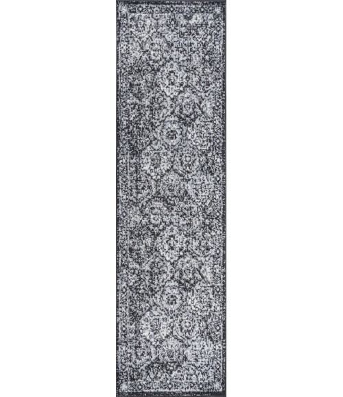 MODERN PERSIAN Area Rug Modern Boho Vintage Trellis Black/Ivory 2 ft. x 8 ft. Runner Rug