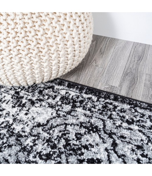 MODERN PERSIAN Area Rug Modern Boho Vintage Trellis Black/Ivory 2 ft. x 8 ft. Runner Rug