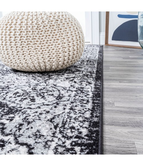 MODERN PERSIAN Area Rug Modern Boho Vintage Trellis Black/Ivory 2 ft. x 8 ft. Runner Rug