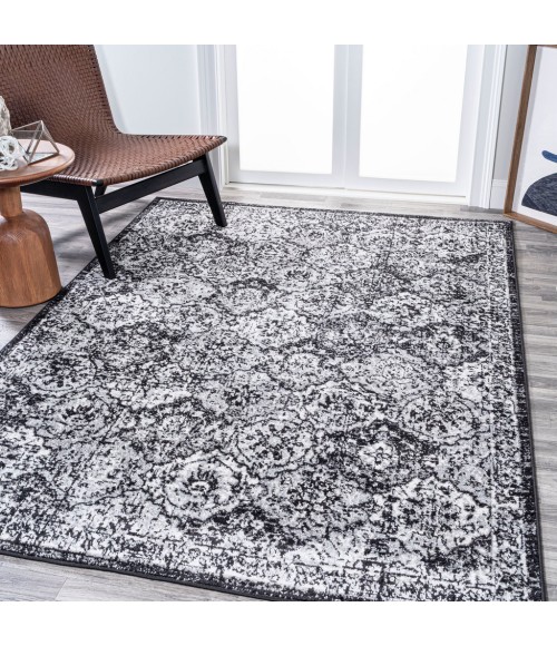 MODERN PERSIAN Area Rug Modern Boho Vintage Trellis Black/Ivory 5 ft. x 8 ft. Area Rug