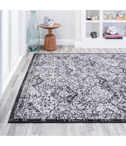 MODERN PERSIAN Area Rug Modern Boho Vintage Trellis Black/Ivory 5 ft. x 8 ft. Area Rug