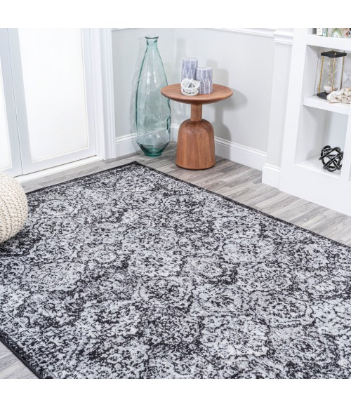 MODERN PERSIAN Area Rug Modern Boho Vintage Trellis Black/Ivory 5 ft. x 8 ft. Area Rug