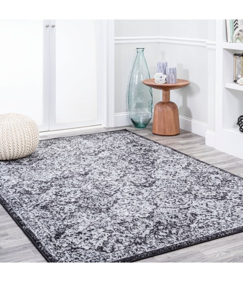 MODERN PERSIAN Area Rug Modern Boho Vintage Trellis Black/Ivory 5 ft. x 8 ft. Area Rug
