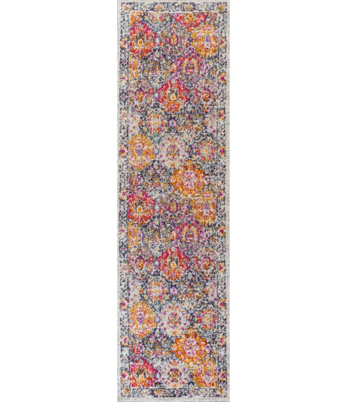 MODERN PERSIAN Area Rug Modern Boho Vintage Trellis Ivory/Navy/Multi 2 ft. x 8 ft. Runner Rug