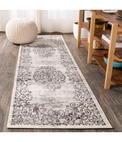 Jonathany Modern Persian MDP206A Dark Gray/Cream Area Rug 2 ft. 3 in. X 8 ft. Runner