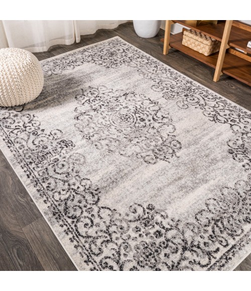 Minori Filigree Medallion Dark Gray/Cream 5 ft. x 8 ft. Area Rug