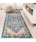 Brooklyn Geometric Medallion Blue/Beige 2 ft. x 8 ft. Runner Rug