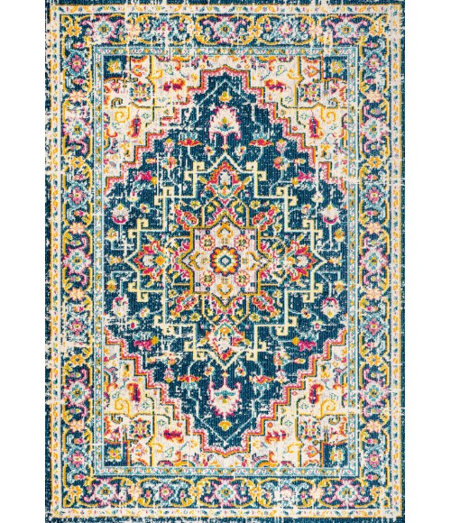 MODERN PERSIAN Area Rug Brooklyn Geometric Medallion Blue/Beige 3 ft. x 5 ft. Area Rug