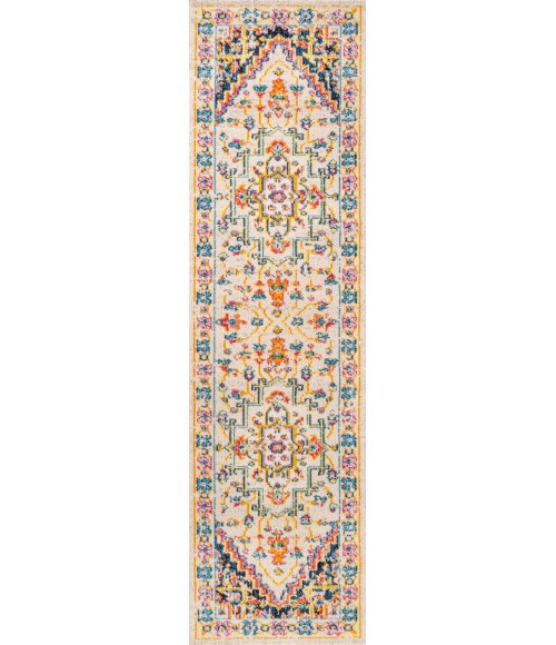 MODERN PERSIAN Area Rug Brooklyn Geometric Medallion Beige/Ivory 2 ft. x 8 ft. Runner Rug