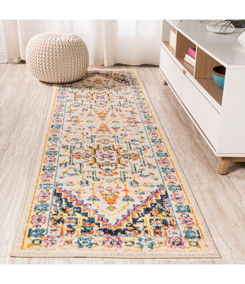 MODERN PERSIAN Area Rug Brooklyn Geometric Medallion Beige/Ivory 2 ft. x 8 ft. Runner Rug