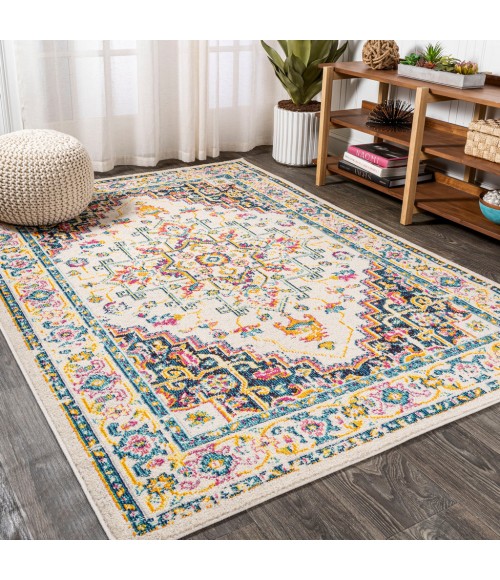 MODERN PERSIAN Area Rug Brooklyn Geometric Medallion Beige/Ivory 5 ft. x 8 ft. Area Rug