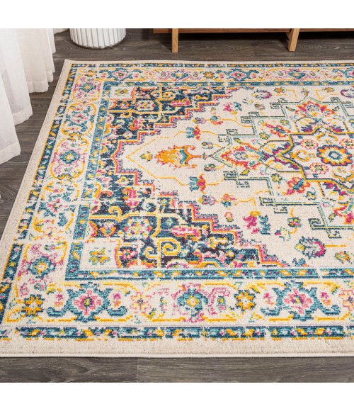 MODERN PERSIAN Area Rug Brooklyn Geometric Medallion Beige/Ivory 5 ft. x 8 ft. Area Rug