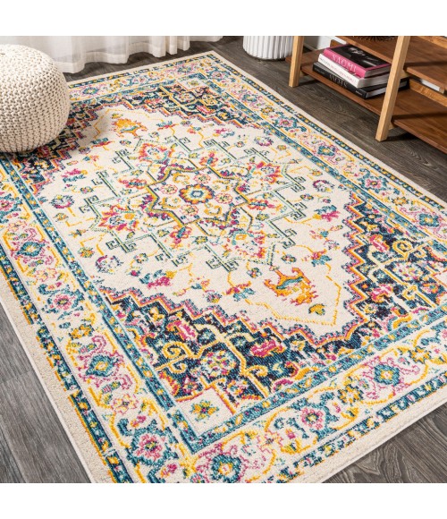 MODERN PERSIAN Area Rug Brooklyn Geometric Medallion Beige/Ivory 5 ft. x 8 ft. Area Rug