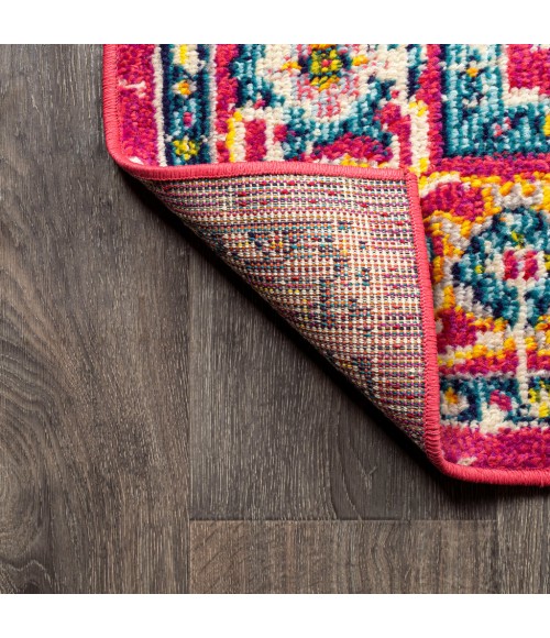 Brooklyn Geometric Medallion Red/Pink 4 ft. x 6 ft. Area Rug