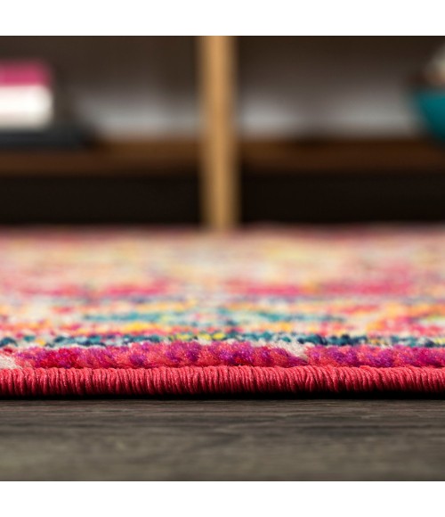 Brooklyn Geometric Medallion Red/Pink 2 ft. x 8 ft. Runner Rug