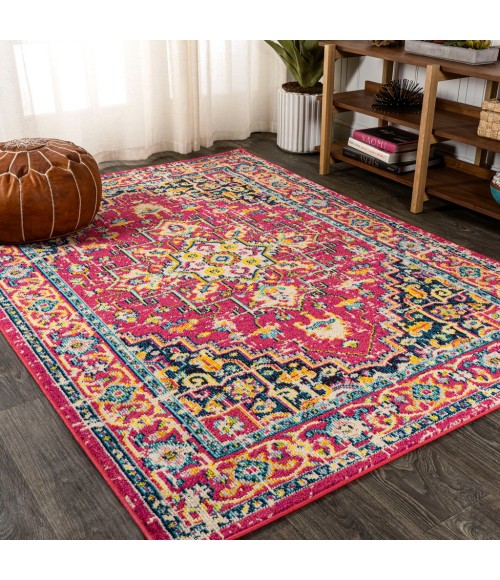 Brooklyn Geometric Medallion Red/Pink 4 ft. x 6 ft. Area Rug