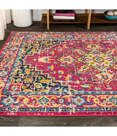 Brooklyn Geometric Medallion Red/Pink 4 ft. x 6 ft. Area Rug
